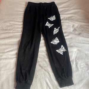 Butterfly print drawstring waist sweatpants